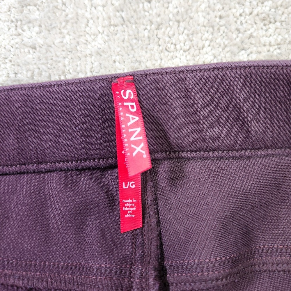 Spanx Pants Women Large Jean-ish Leggings Hi Rise Stretch Shapewear Maroon - Picture 3 of 12